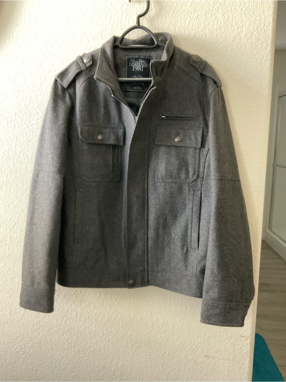 Heritage 1981 Charcoal Military-Style Wool Jacket